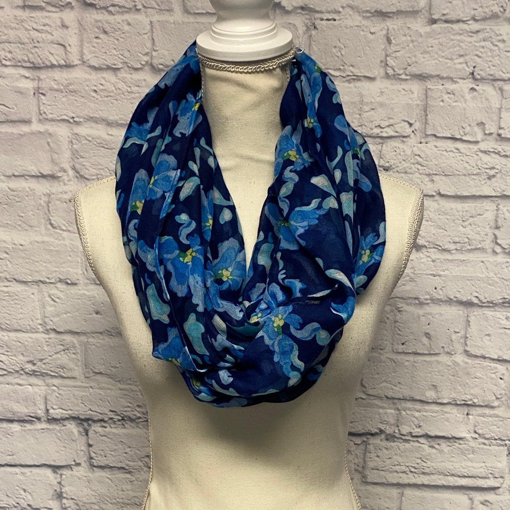 Charming Charlie Blue Floral Infinity Scarf